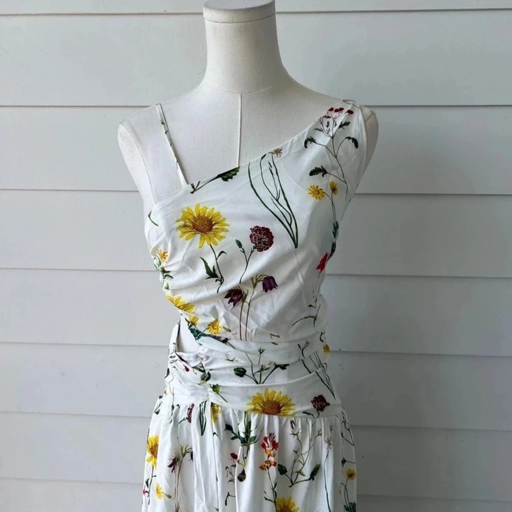 White Floral Wrap Maxi Dress - Yellow & Multicolor Print - Picture 3 of 4